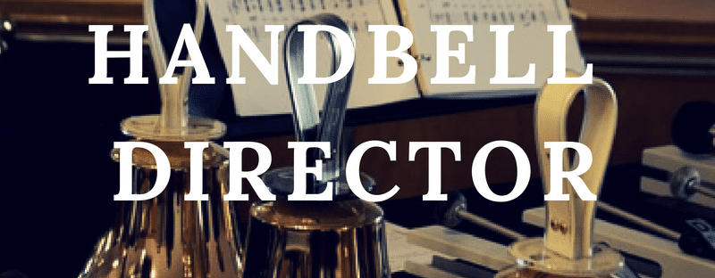 A bell with the words now hiring handbell director.