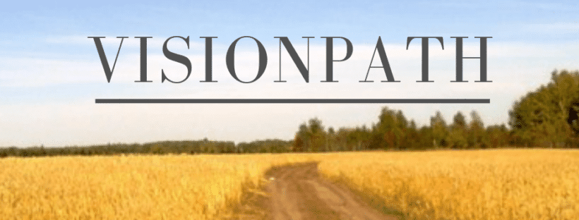 A dirt road with the words visionpath on it.