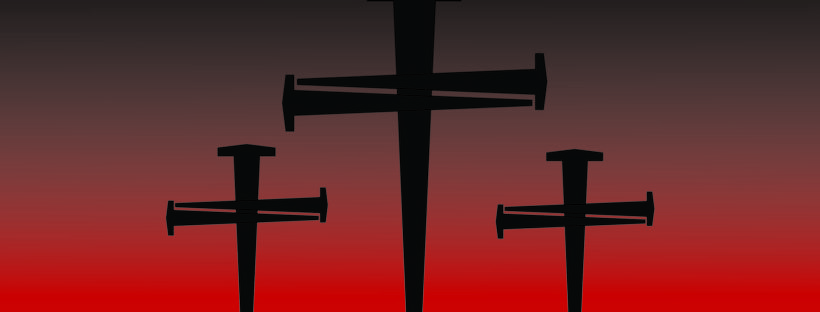 Three crosses on a red background vector | price 1 credit usd $1.