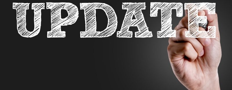 Update written in white color and black background